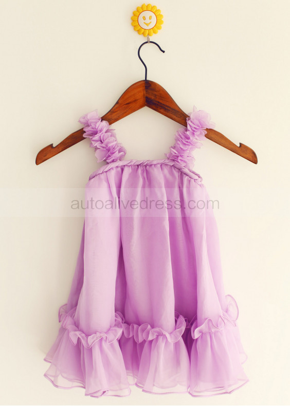 Purple Chiffon Short Airy Flower Girl Dress